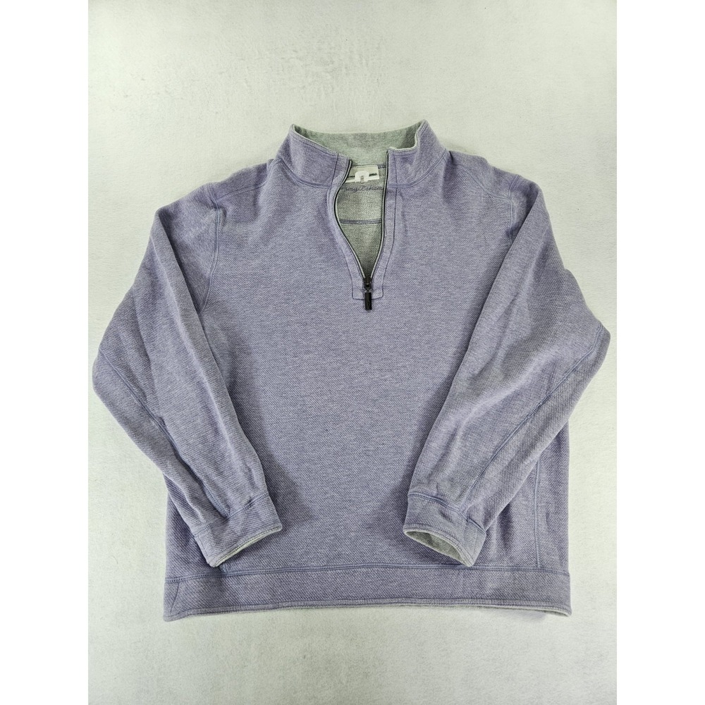 Tommy Bahama Flipshore Reversible Pullover Sweater 1/4 Zip ST225423‎ Purple-Gray